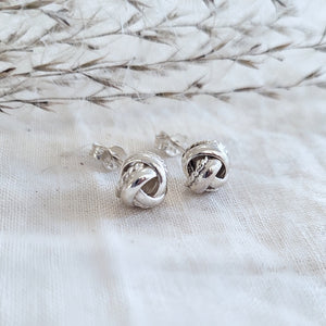 Sterling silver open knot stud earrings