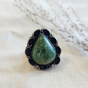 Sterling silver pear shape turquoise southwest ring