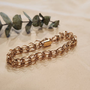 10k yellow gold double row link charm bracelet