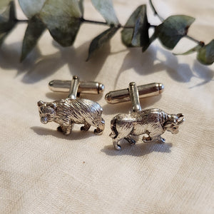 Sterling silver bear and bull figural cufflinks, Tiffany and Co