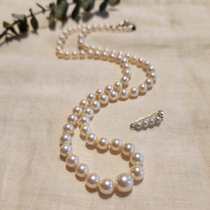 A strand of graduated Akoya cultured pearls