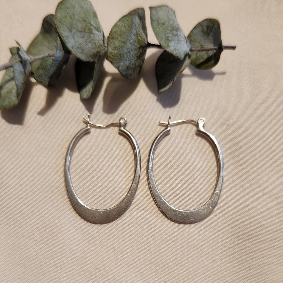 Sterling silver oval hoop earrings