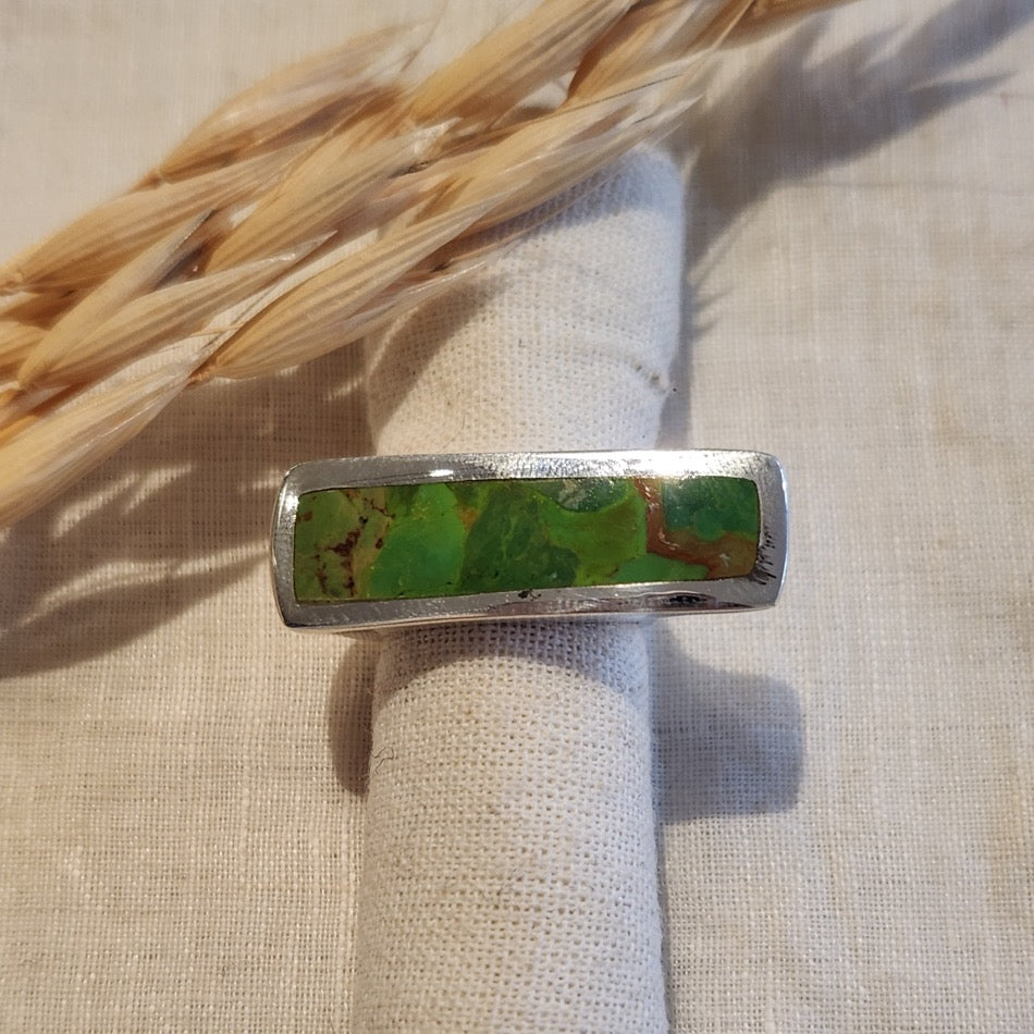Sterling silver turquoise rectangular ring