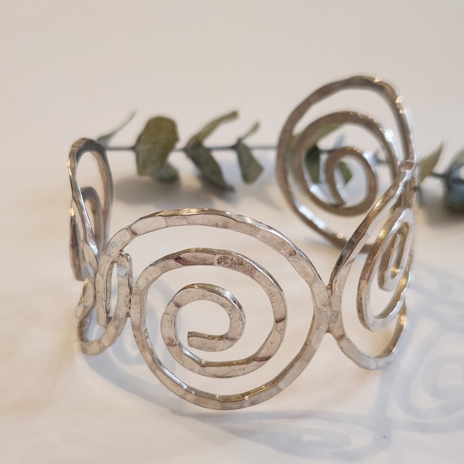Sterling silver open spiral cuff bracelet