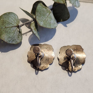 Vintage sterling silver enamel pansy earrings