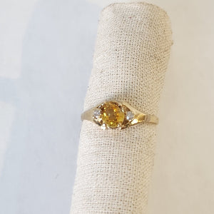 10k yellow gold yellow sapphire and diamond ring