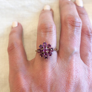 10k Yellow Gold pink sapphire tiered ring
