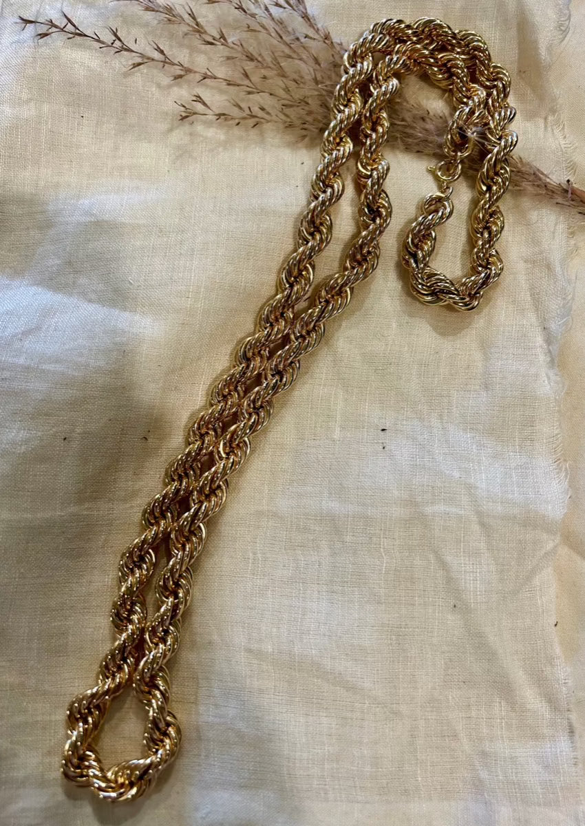 10k yellow gold hollow rope necklace