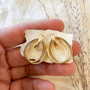14k double oval stud earrings