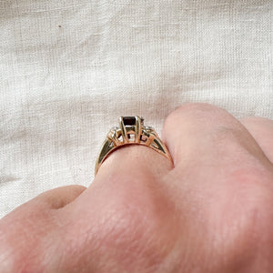 10k yellow gold garnet and diamond ring