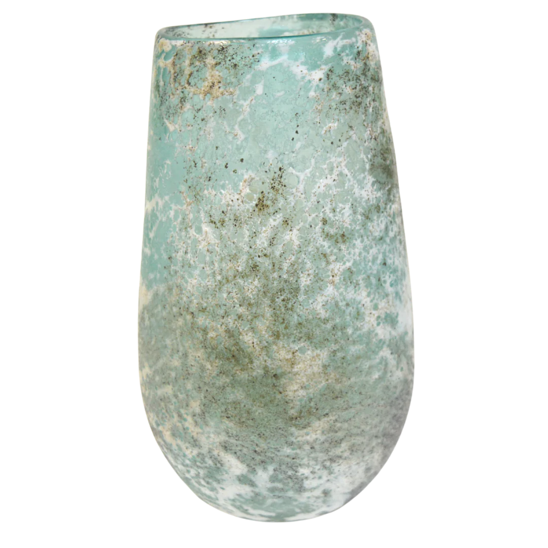 Hand crafted glass large vase - Ice Blue