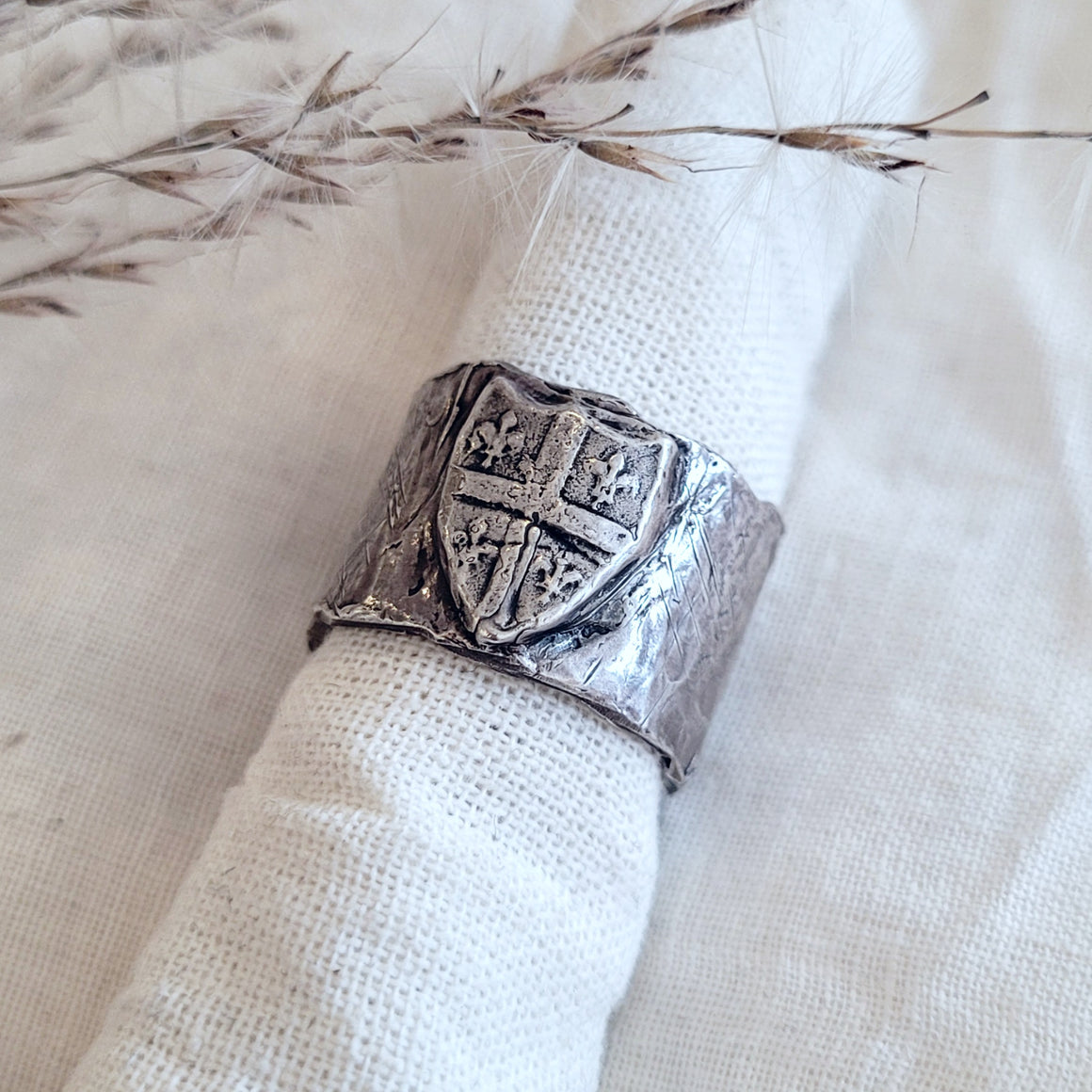 Sterling silver wide shield band