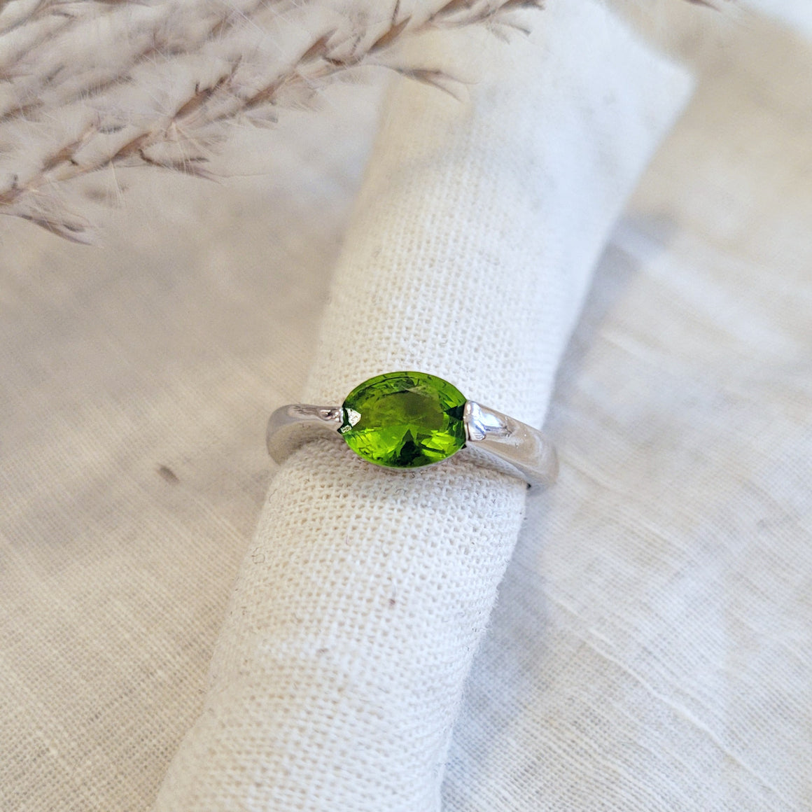 Sterling Silver synthetic peridot ring