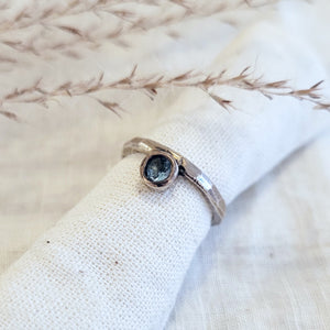 Sterling silver bezel set blue topaz ring