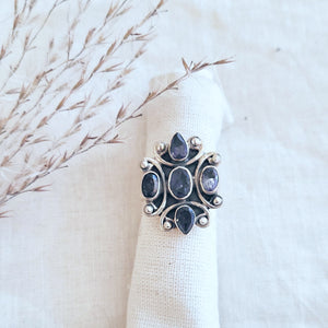 Sterling Silver 5 stone iolite  ring