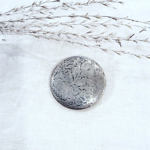 Birks SS engraved circle brooch