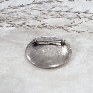 Birks SS engraved circle brooch