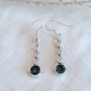 Sterling silver faceted stone Celtic drop earrings