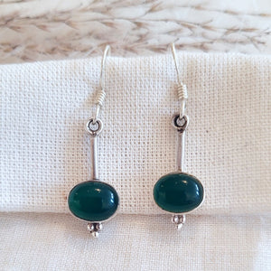 Sterling silver small stone cabochon drop earrings