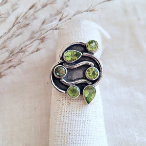 Sterling Silver palette shape multi stone ring
