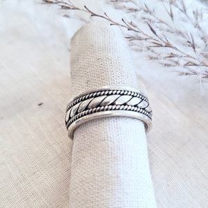 Sterling Silver diagonal centre and rope band