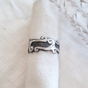 Sterling Silver oxidized scroll band