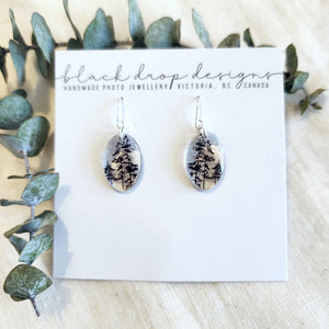 Black Drop Designs oval forest earrings