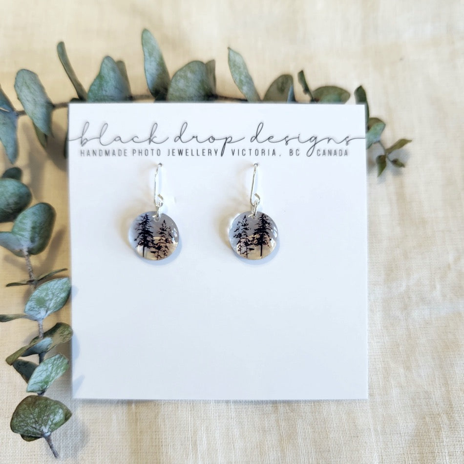 Black Drop Designs round forest earrings