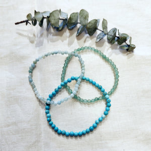 Set of 3 Beaded Bracelet 4mm- Turquoise