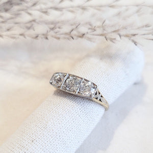 18k and platinum diamond filigree trinity ring circa 1930