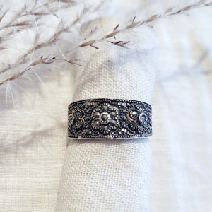 Sterling silver marcasite floral band