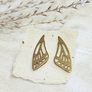Brass butterfly wing Studs with Stainless Steel Posts