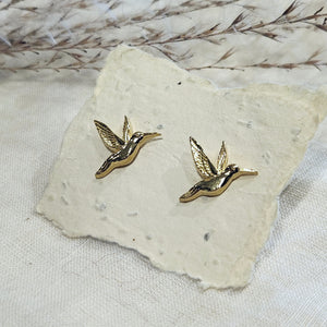 Brass humming bird Studs with Stainless Steel Posts