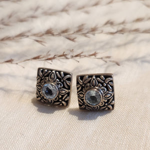 Lisa Bowie textured gem set sterling silver earrings