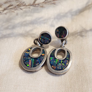 Sterling silver opal inlay earrings