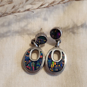 Sterling silver opal inlay earrings