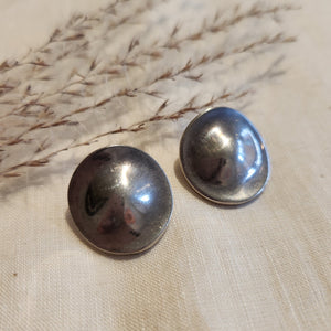 Sterling silver large disc stud earrings