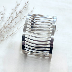 Sterling silver open curve bar cuff bracelet