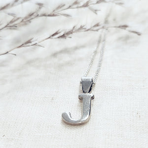 Sterling silver initial J pendant and chain