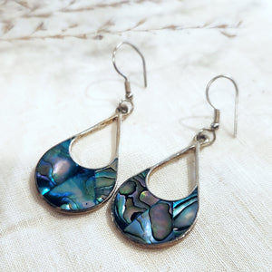 Sterling silver abalone drop earrings