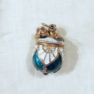 Silver gold plated Faberge style egg pendant