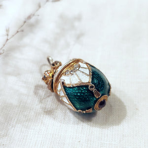 Silver gold plated Faberge style egg pendant