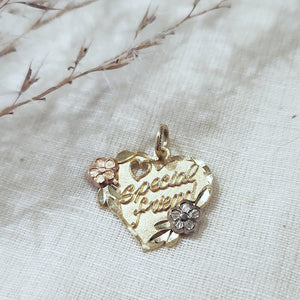 10k tri colour gold special friend heart pendant