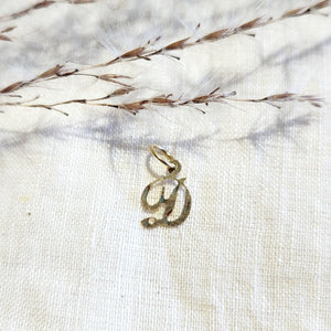 14k yellow gold diamond cut initial D pendant