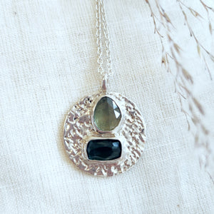 Token Gold Sterling Silver Tourmaline and Green Sapphire Necklace