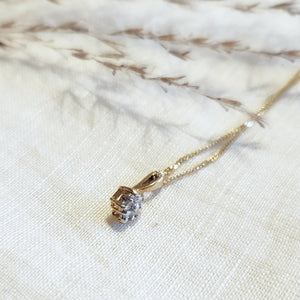 14k yellow gold dainty diamond cluster pendant