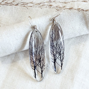 Black Drop Designs tall oval forest earrings