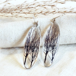 Black Drop Designs tall oval forest earrings