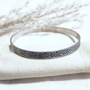 Patterned bangle bracelet sterling silver