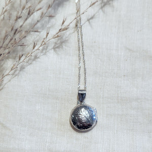 Sterling silver round locket pendant and chain